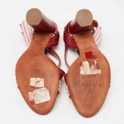Pre Owned Missoni Pink/Red Leather Strappy Sandals Size 37