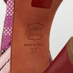 Pre Owned Missoni Pink/Red Leather Strappy Sandals Size 37