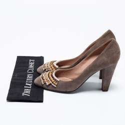 Pre Owned Missoni Grey Suede Block Heel Pumps Size 40
