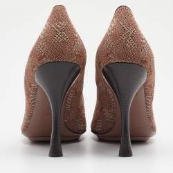 Pre Owned Missoni Dusty Pink Patterned Knit Fabric Peep Toe Pumps Size 39