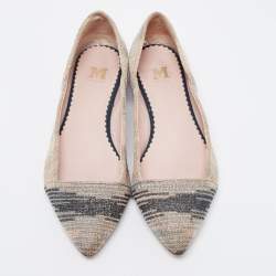 Pre Owned Missoni Grey/Pink Lurex Ballet Flats Size 38
