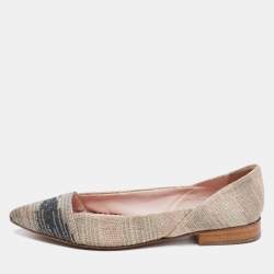 Pre Owned Missoni Grey/Pink Lurex Ballet Flats Size 38