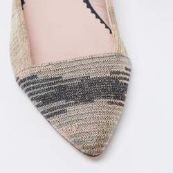 Pre Owned Missoni Grey/Pink Lurex Ballet Flats Size 38