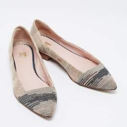 Pre Owned Missoni Grey/Pink Lurex Ballet Flats Size 38