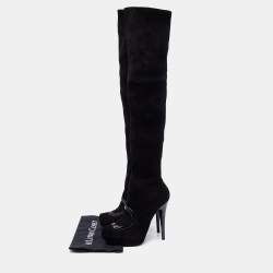 Pre Owned Missoni Black Suede And Leather Trim Thigh High Boots Size 39