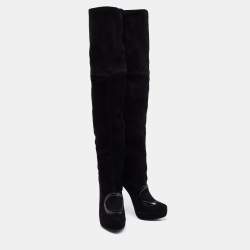 Pre Owned Missoni Black Suede And Leather Trim Thigh High Boots Size 39
