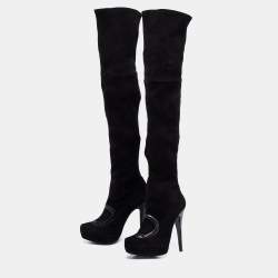 Pre Owned Missoni Black Suede And Leather Trim Thigh High Boots Size 39