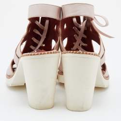 Pre Owned Missoni Peach Leather Lace Up Sandals Size 39
