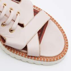 Pre Owned Missoni Peach Leather Lace Up Sandals Size 39