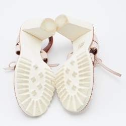 Pre Owned Missoni Peach Leather Lace Up Sandals Size 39