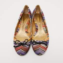 Pre Owned Missoni Multicolor Knit Fabric Ballet Flats Size 38.5