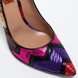 Pre Owned Missoni Multicolor Sequin Pointed Toe Pumps Size 37.5