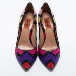 Pre Owned Missoni Multicolor Sequin Pointed Toe Pumps Size 37.5