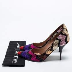 Pre Owned Missoni Multicolor Sequin Pointed Toe Pumps Size 37.5