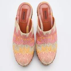Pre Owned Missoni Multicolor Knit Fabric Platform Clog Mules Size 38