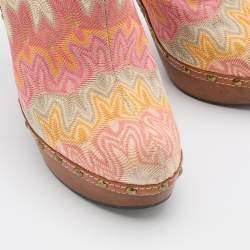 Pre Owned Missoni Multicolor Knit Fabric Platform Clog Mules Size 38