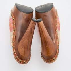 Pre Owned Missoni Multicolor Knit Fabric Platform Clog Mules Size 38