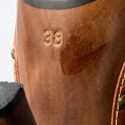 Pre Owned Missoni Multicolor Knit Fabric Platform Clog Mules Size 38