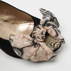 Missoni Black Suede and Fabric Bow Peep Toe Slingback Pumps Size 40