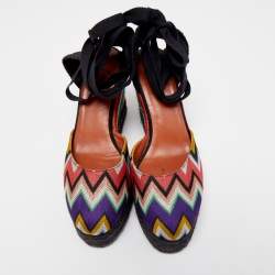 Pre Owned Missoni x Castaner Multicolor Canvas Espadrille Sandals Size 39