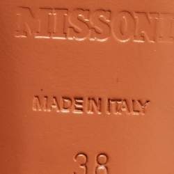 Pre Owned Missoni Gold/Metallic Leather and Lurex Fabric Ankle Strap Sandals Size 38