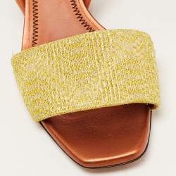 Pre Owned Missoni Gold/Metallic Leather and Lurex Fabric Ankle Strap Sandals Size 38
