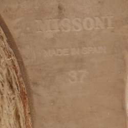 Pre Owned Missoni Multicolor Embroidered Fabric Ankle Tie Espadrille Wedge Pumps Size 37