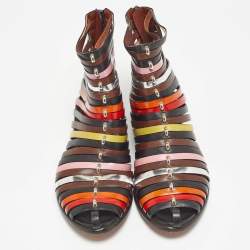 Pre Owned Missoni Multicolor Leather Strappy Flats Size 37