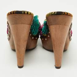 Pre Owned Missoni Multicolor Knit Fabric Bow Sandals Size 36