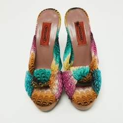 Pre Owned Missoni Multicolor Knit Fabric Bow Sandals Size 36