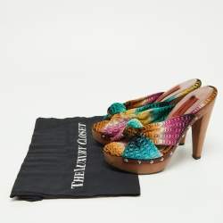 Pre Owned Missoni Multicolor Knit Fabric Bow Sandals Size 36