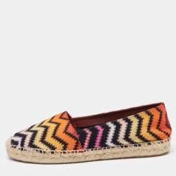 Pre Owned Missoni Multicolor Zigzag Knit Fabric Espadrille Flats Size 39