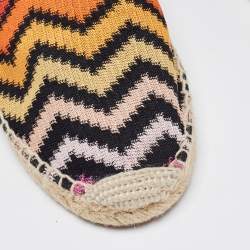 Pre Owned Missoni Multicolor Zigzag Knit Fabric Espadrille Flats Size 39
