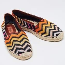 Pre Owned Missoni Multicolor Zigzag Knit Fabric Espadrille Flats Size 39
