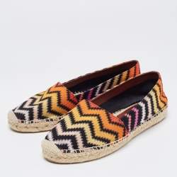 Pre Owned Missoni Multicolor Zigzag Knit Fabric Espadrille Flats Size 39