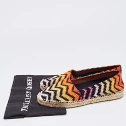 Pre Owned Missoni Multicolor Zigzag Knit Fabric Espadrille Flats Size 39