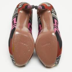 Pre Owned Missoni Multicolor Zig Zag Print Fabric Peep Toe Pumps Size 38