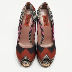 Pre Owned Missoni Multicolor Zig Zag Print Fabric Peep Toe Pumps Size 38