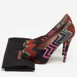 Pre Owned Missoni Multicolor Zig Zag Print Fabric Peep Toe Pumps Size 38