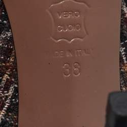 Pre Owned Missoni Multicolor Tweed Crystal Embellished Peep Toe Slingback Sandals Size 38