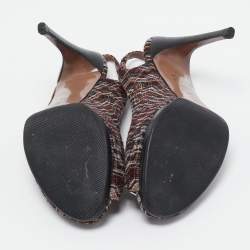 Pre Owned Missoni Multicolor Tweed Crystal Embellished Peep Toe Slingback Sandals Size 38