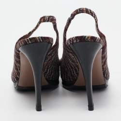 Pre Owned Missoni Multicolor Tweed Crystal Embellished Peep Toe Slingback Sandals Size 38