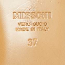 Pre Owned Missoni Multicolor Suede Zig Zag Tie Up Strap Flat Sandals Size 37