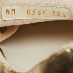 Pre Owned Missoni Gold Brocade Fabric and Leather Lace Up Sneakers Size 38.5