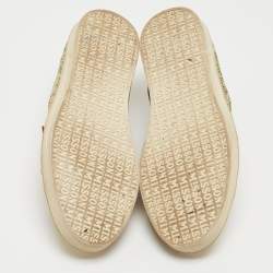 Pre Owned Missoni Gold Brocade Fabric and Leather Lace Up Sneakers Size 38.5