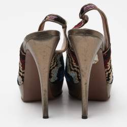 Missoni Multicolor Fabric Embellished Slingabck Pumps Size 40