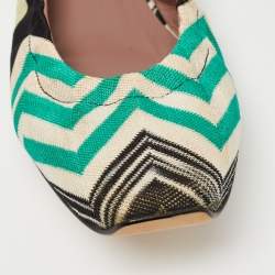 Pre Owned Missoni Multicolor Lurex Fabric Scrunch Ballet Flats Size 37    