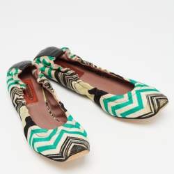 Pre Owned Missoni Multicolor Lurex Fabric Scrunch Ballet Flats Size 37    
