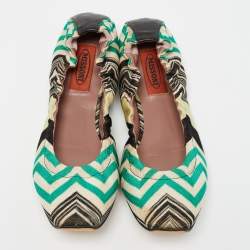 Pre Owned Missoni Multicolor Lurex Fabric Scrunch Ballet Flats Size 37    