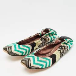 Pre Owned Missoni Multicolor Lurex Fabric Scrunch Ballet Flats Size 37    